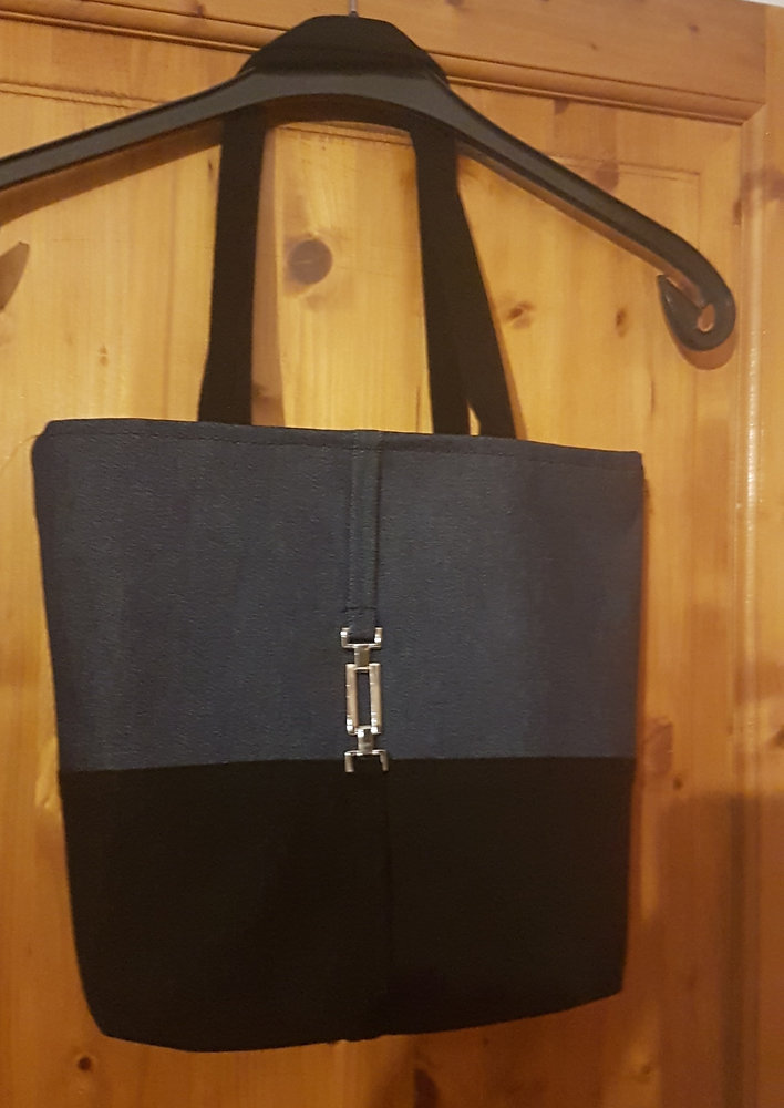 Sac en jean bicolore noir et bleu